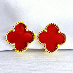 Серьги из серебра с фианитами  N326  вид van cleef