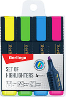 Маркер текстовой, 1-5мм, скошенный наконечник, набор 4 цвета "Textline HL500" Berlingo