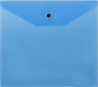 Папка-конверт на кнопке А5+, 120мкм, пластик, прозрачная синяя Стамм