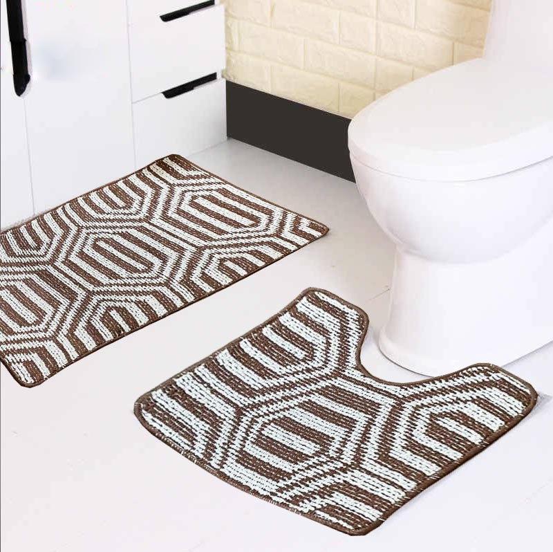 Коврик для ванной двойка 80х50 и 40х50 шахматы коричневые, фото 1