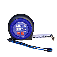 Измерительная рулетка с трещоткой автостопом Lider-Prof, 10х0.025м