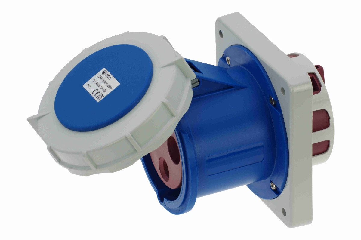 CA3380 INPIN Розетка встраиваемая 125A/230V/1P+N+E/IP67 фланец 130x130