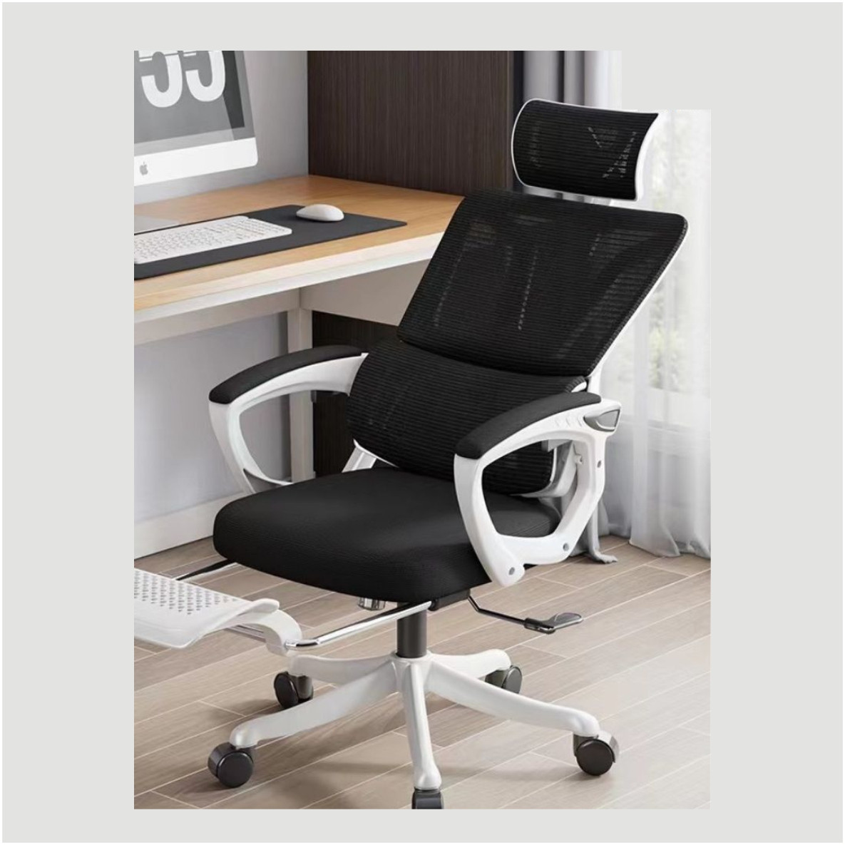 Офисное кресло эргономичное с подножкой для ног, белое DS 1006 - фото 2 - id-p115456716