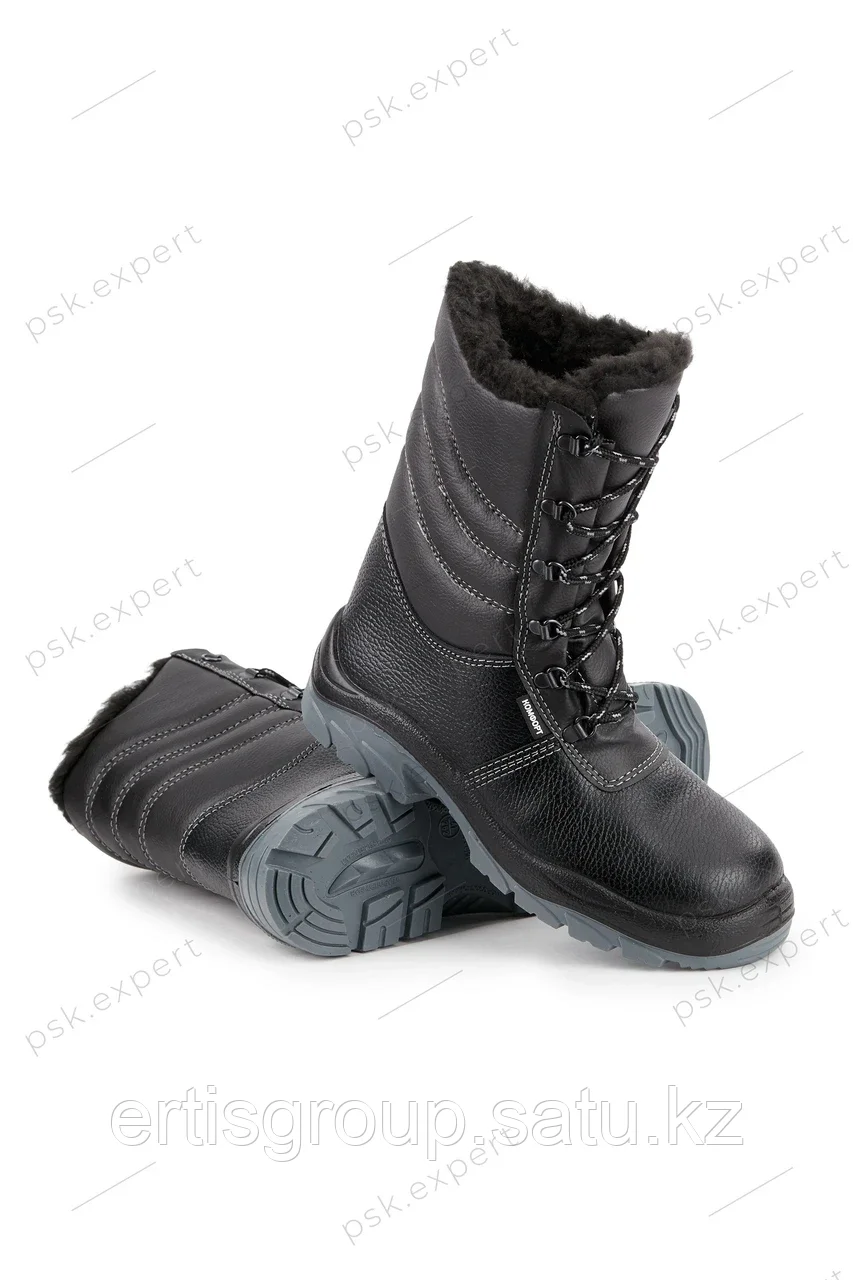 Ботинки с высокими берцами рабочие зимние утепленные "Комфорт" цвет черный - фото 1 - id-p115457476