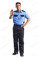 Рубашка рабочая мужская для охранника цвет голубой/черный