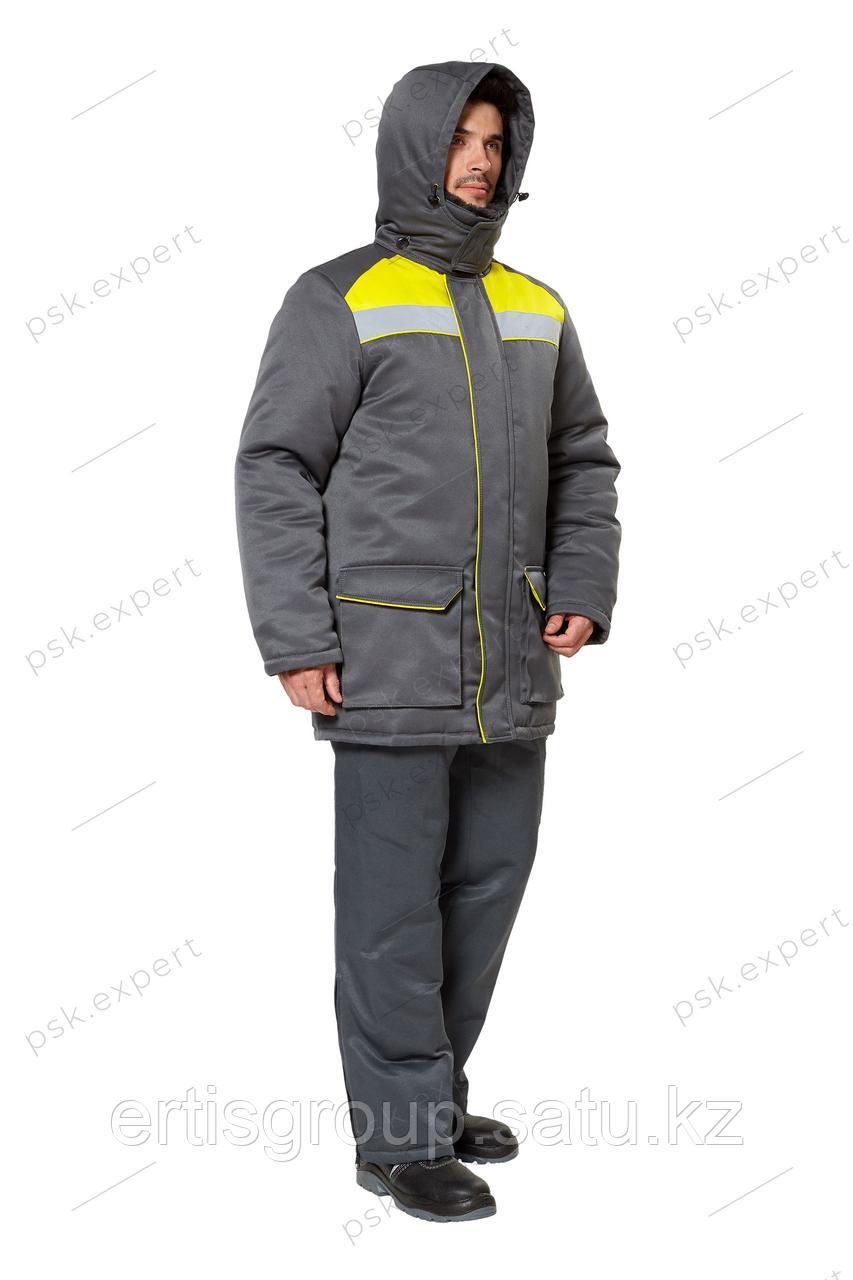 Куртка рабочая мужская зимняя "Прим" цвет серый/желтый - фото 2 - id-p115457749