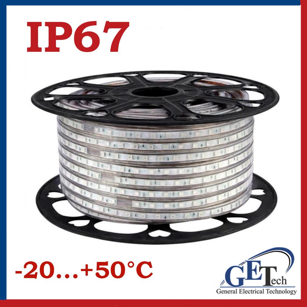 Светодиодная лента LED  IP67 220В  3000К/ 6000К  100м (белая теплая/холодная, зеленая, красная, синяя, RGB)