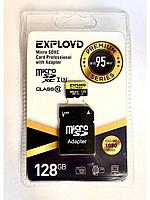 Exployd 128GB MicroSDXC Class 10 UHS-1 Premium (U3) SD 95 МБ/с адаптері бар жад картасы