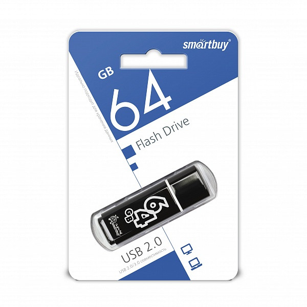 USB накопитель Smartbuy 64GB Glossy series Black, фото 1