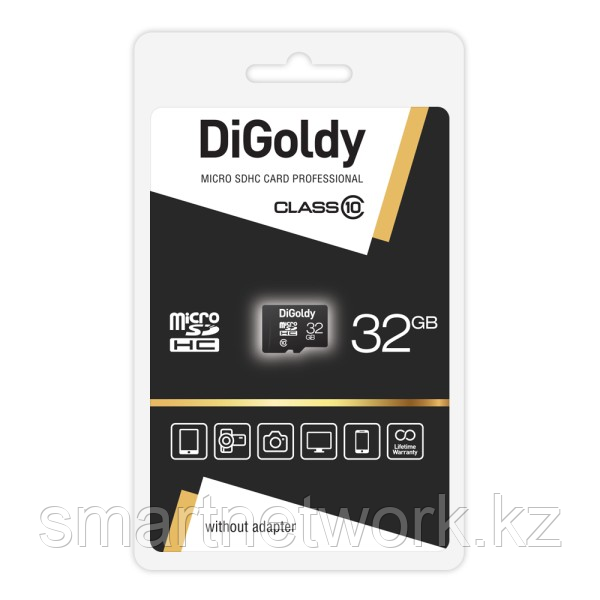 Карта памяти DiGoldy 32GB microSDHC Class10 без адаптера SD, шт - фото 1 - id-p115460079