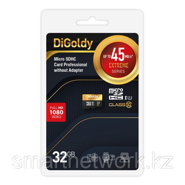 Карта памяти Digoldy 32GB microSDHC Class 10 UHS-1 Extreme без адаптера SD 45 MB/s, шт