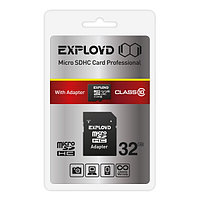 SD адаптері бар Exployd 32GB MicroSDHC Class10 жад картасы, дана