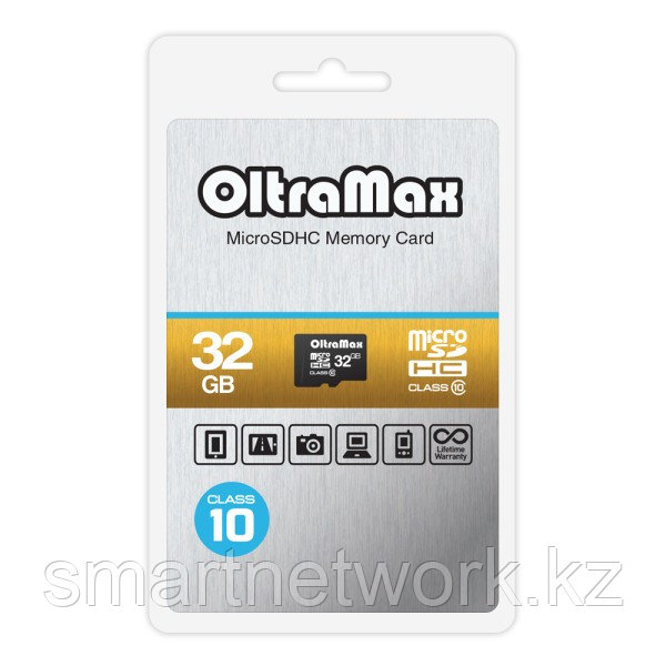 Карта памяти OltraMax 32GB microSDHC Class10 без адаптера SD, шт