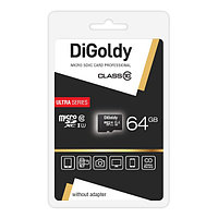 SD адаптері жоқ DiGoldy 64GB MicroSDXC Class10 UHS-1 жад картасы, дана