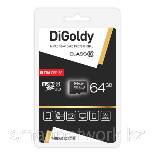Карта памяти DiGoldy 64GB microSDXC Class10 UHS-1 без адаптера SD, шт - фото 1 - id-p115460099