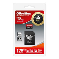 Карта памяти Oltramax 128GB microSDXC Class 10 UHS-1 Elite с адаптером SD 45 MB/s, шт