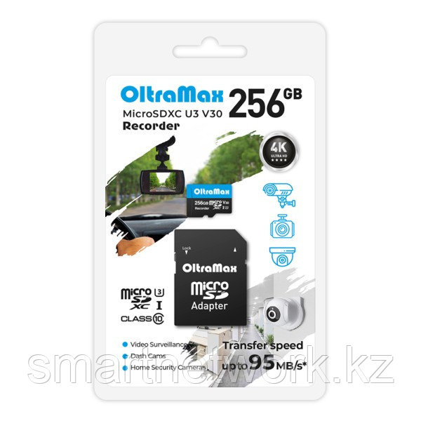 Карта памяти OltraMax 256GB microSDXC Class 10 (U3) V30 Recorder с адаптером SD 95 MB/s, шт - фото 1 - id-p115460123