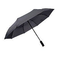 Зонт PRESTON складной с ручкой-фонариком, полуавтомат; темно-серый; D=100 см; нейлон
