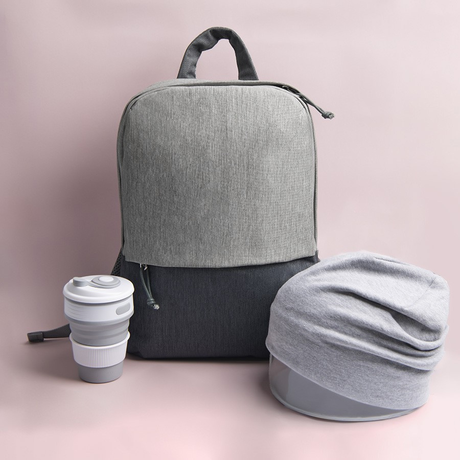 Набор подарочный GRAYGO: шапка, стакан складной, рюкзак, серый - фото 2 - id-p115461895
