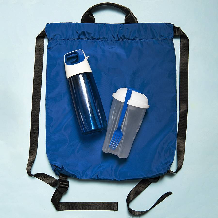 Набор подарочный FITKIT: бутылка для воды, контейнер для еды, рюкзак, синий - фото 1 - id-p115461896