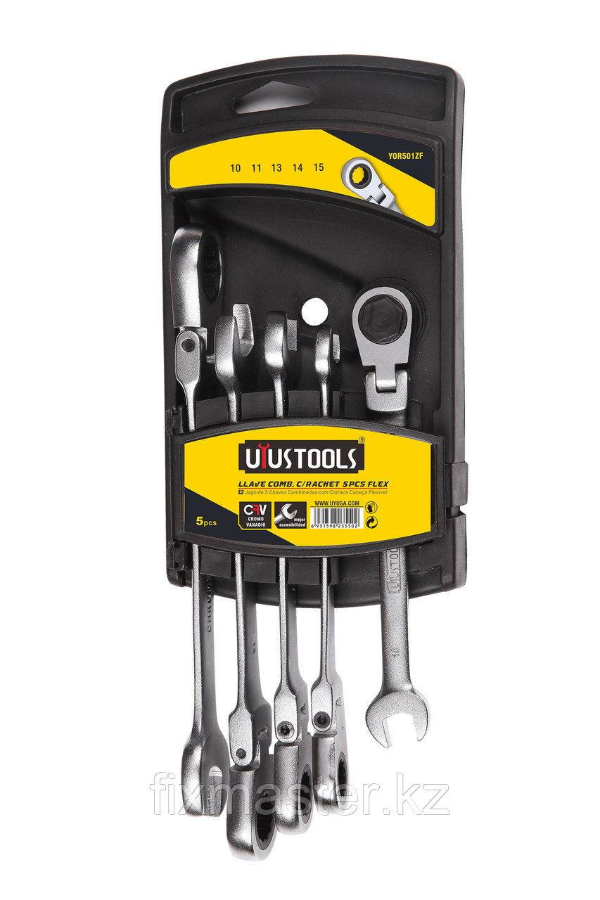 Набор ключей комбинированных с гибкой трещоткой UYUSTOOLS YOR501ZF, 5 шт.