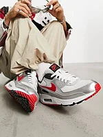 Nike Air Max 90 Icon trainers in silver and red