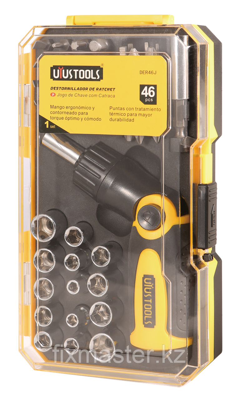 Набор отвертка с трещоткой со сменными насадками UYUSTOOLS DER46J, 46 шт.