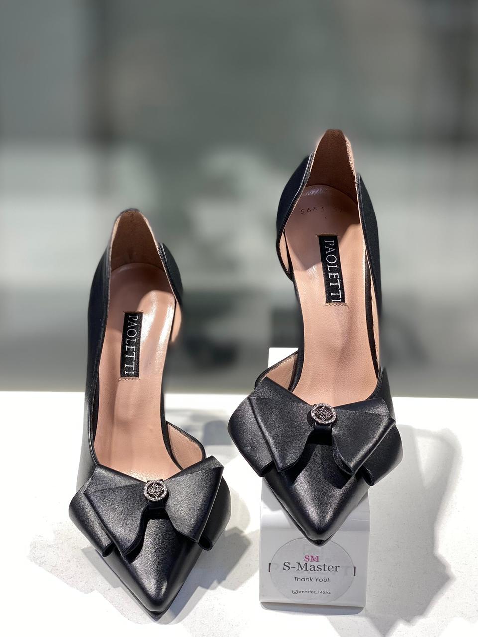 Модные туфли с бабочкой черного цвета. Стильная женская обувь. - фото 6 - id-p115484138