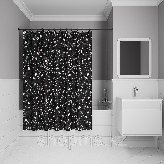 Штора для ванной, 200x180 см, Полиэстер, черный, IDDIS BT02P18i11