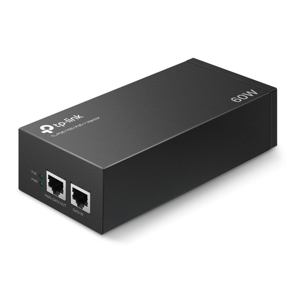 TP-LINK TL-POE170S Инжектор PoE+, 2 порта 10/100/1000 Мбит/с, 802.3af/at/bt, мощность до 60 Вт