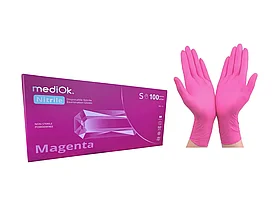 Перчатки нитриловые розовые Magenta S MediOK