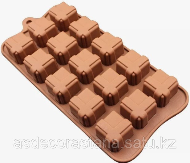 Форма силиконовая для шоколадных конфет "Подарочная коробка" 15 ячеек - фото 1 - id-p115460243