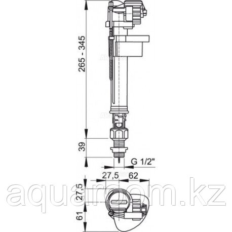 Впускной механизм с нижней подводкой для керамических бачков Alca Plast А17 1/2'' (Чехия) - фото 2 - id-p115498159