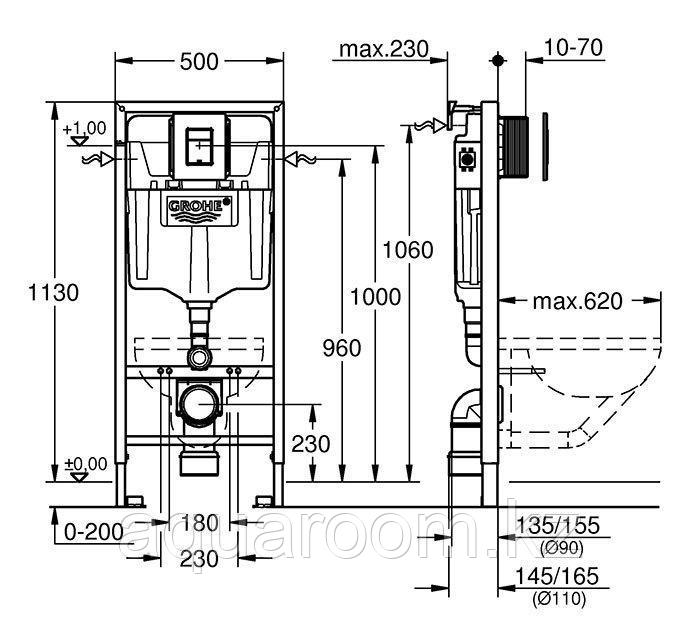 Инсталляция Grohe Rapid SL клавиша черный матовый 38528001 + 38732KF0 - фото 4 - id-p115498471