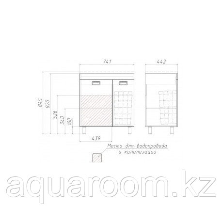 Тумба с раковиной и корзиной для белья Домино Cube 75(Россия) - фото 2 - id-p115502339