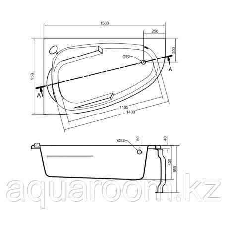 Акриловая ванна Cersanit Joanna 150x95 R/L в комплекте с каркасом и лицевой панелью - фото 2 - id-p115499548