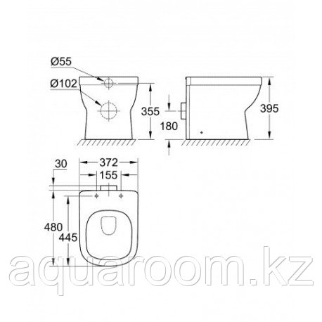 Напольный приставной безободковый унитаз GROHE 39329000/39330001 Euro Ceramic (Германия) - фото 3 - id-p115502513