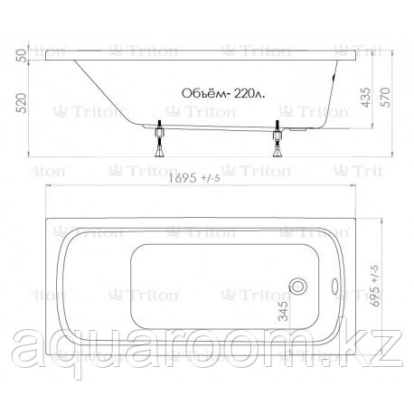 Акриловая ванна Triton Стандарт 170x70 - фото 2 - id-p115499628