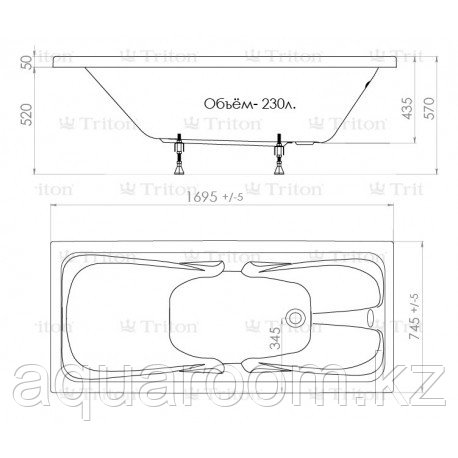 Акриловая ванна Triton Стандарт 170x75 - фото 2 - id-p115499630