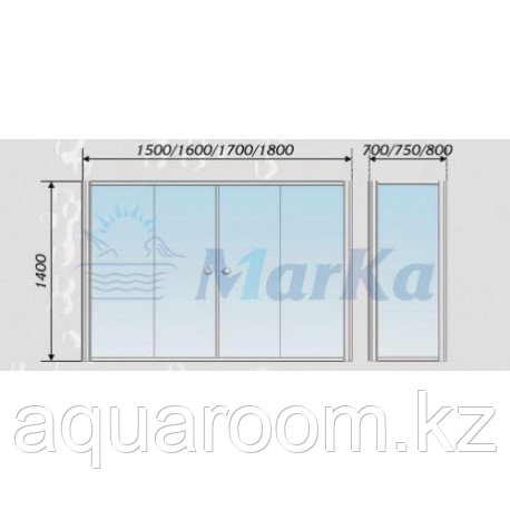 Шторка фронтальная на прямоугольную ванну 140 (Хромированный профиль, прозрачное стекло) 1 Марка 140*140 - фото 2 - id-p115502610