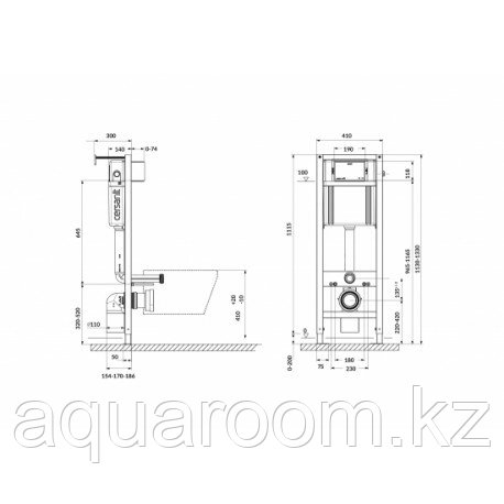 Инсталляция для подвесного унитаза AQUA SMART M 40 + кнопка ACTIS хром CERSANIT 63475/P-BU-ACT/Cg - фото 2 - id-p115500683