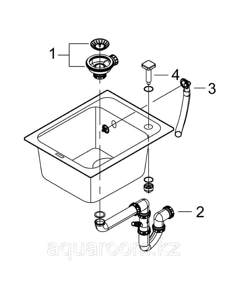 Мойка GROHE K700 с одной чашей, 400 x 500 мм, серый гранит GROHE 31650AT0 K700 50-C 40/50 1.0 - фото 4 - id-p115498968