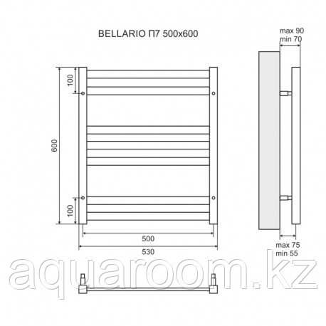 ПОЛОТЕНЦЕСУШИТЕЛЬ ВОДЯНОЙ LEMARK BELLARIO LM 68607 П7 500X600 ХРОМ - фото 3 - id-p115499776