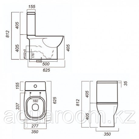 Унитаз-компакт Quadro 2" SL DM (2х реж. арм GEBERIT, дюропласт, soft close, clip up)" - фото 2 - id-p115501809