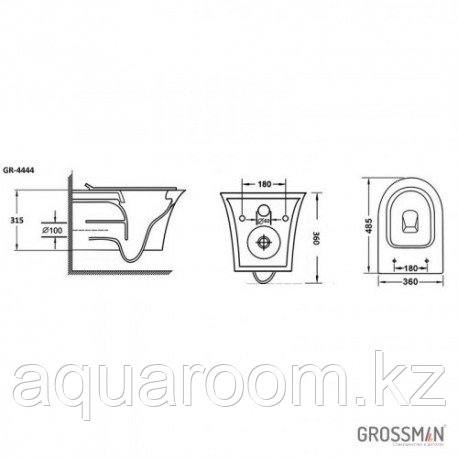 Унитаз подвесной GROSSMAN GR-4444 S (Германия) - фото 6 - id-p115501912