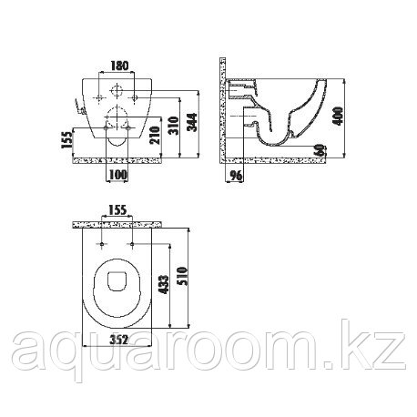 Подвесной унитаз Creavit Free FE322-34CB00E-0002 безободковый, с функцией биде, с краном (Турция) - фото 2 - id-p115501951