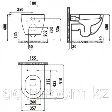 Унитаз подвесной антрацит матовый FE320-11BM00E-0000 - фото 2 - id-p115501965