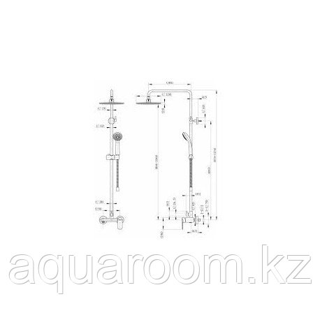 Душевая система для ванны и душа со смесителем с поворотным изливом BRAVAT F 6125183 CP-A2-RUS OPAL (Германия) - фото 2 - id-p115500996