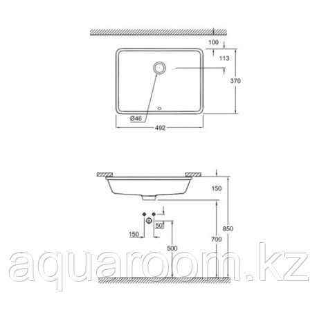 Раковина GROHE Cube Ceramic, встраиваемая 50 см GROHE 3948000H Bau Ceramic (Германия) - фото 2 - id-p115502042