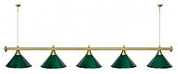 Лампа STARTBILLIARDS 5 пл. (плафоны зеленые,штанга хром,фурнитура золото)
